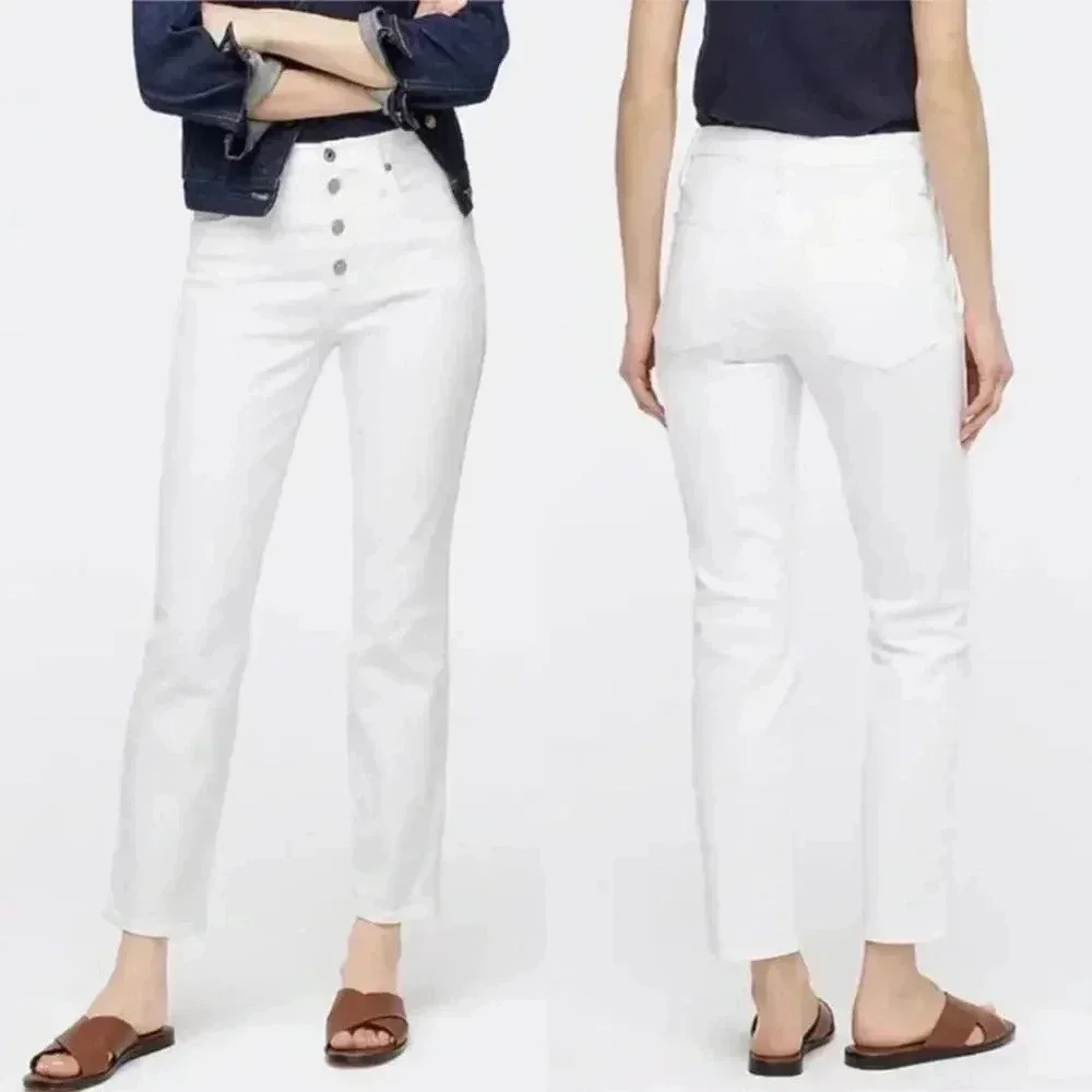 J. Crew Plus Size vintage slim-straight jean in white Size 34 NWT